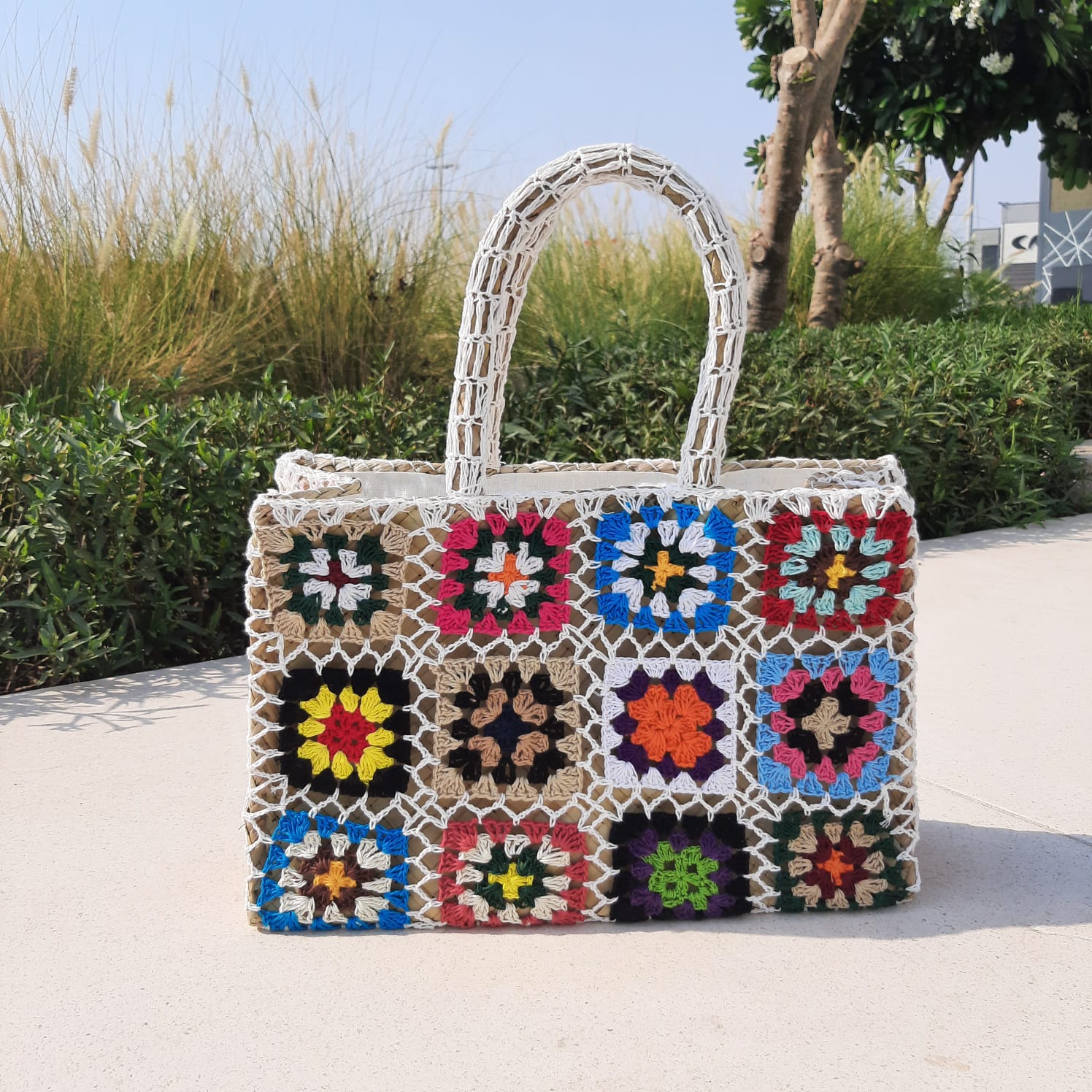 حقيبة كروشيه مربعة