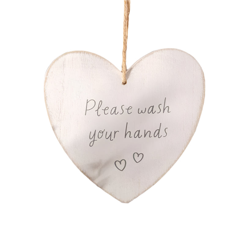 Please Wash Your Hands Heart Plaque
