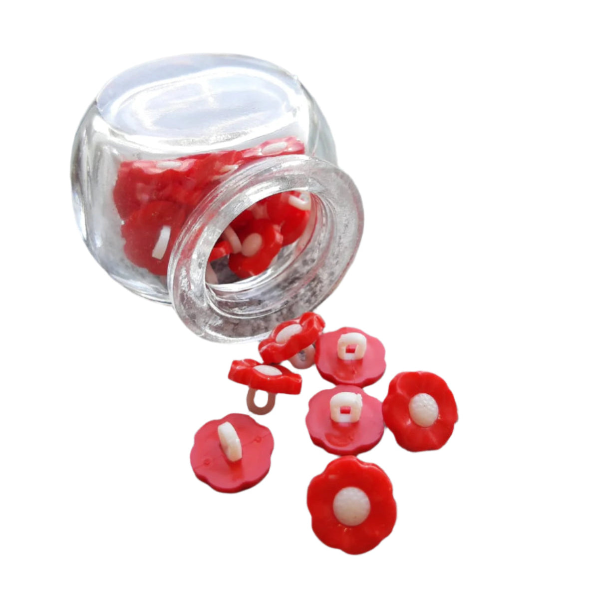 Shank Button - Flower Red