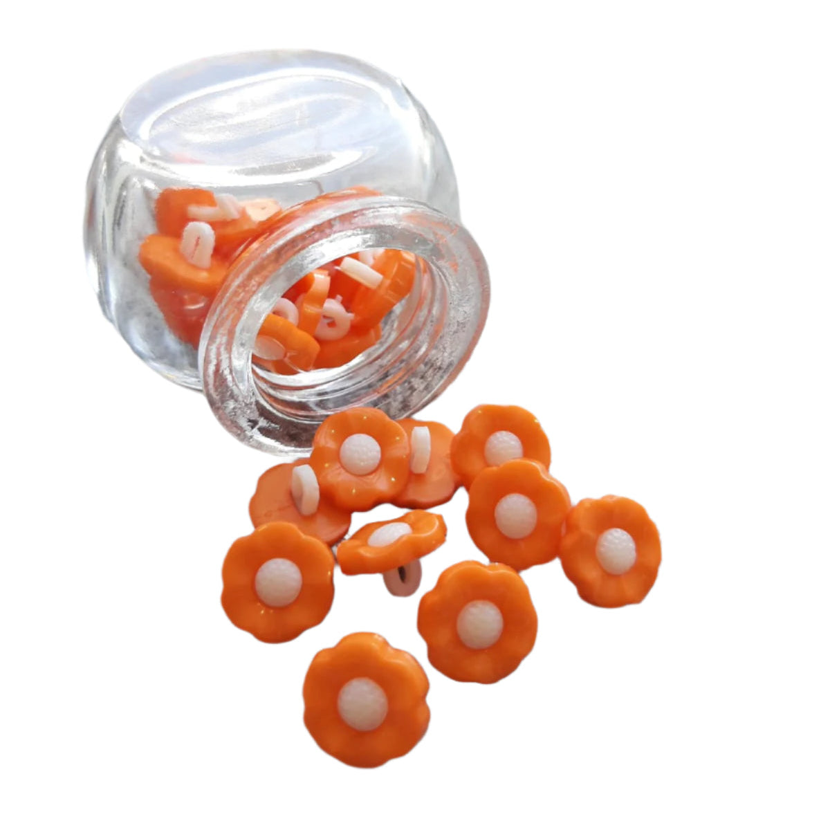 Shank Button - Flower Dark Orange