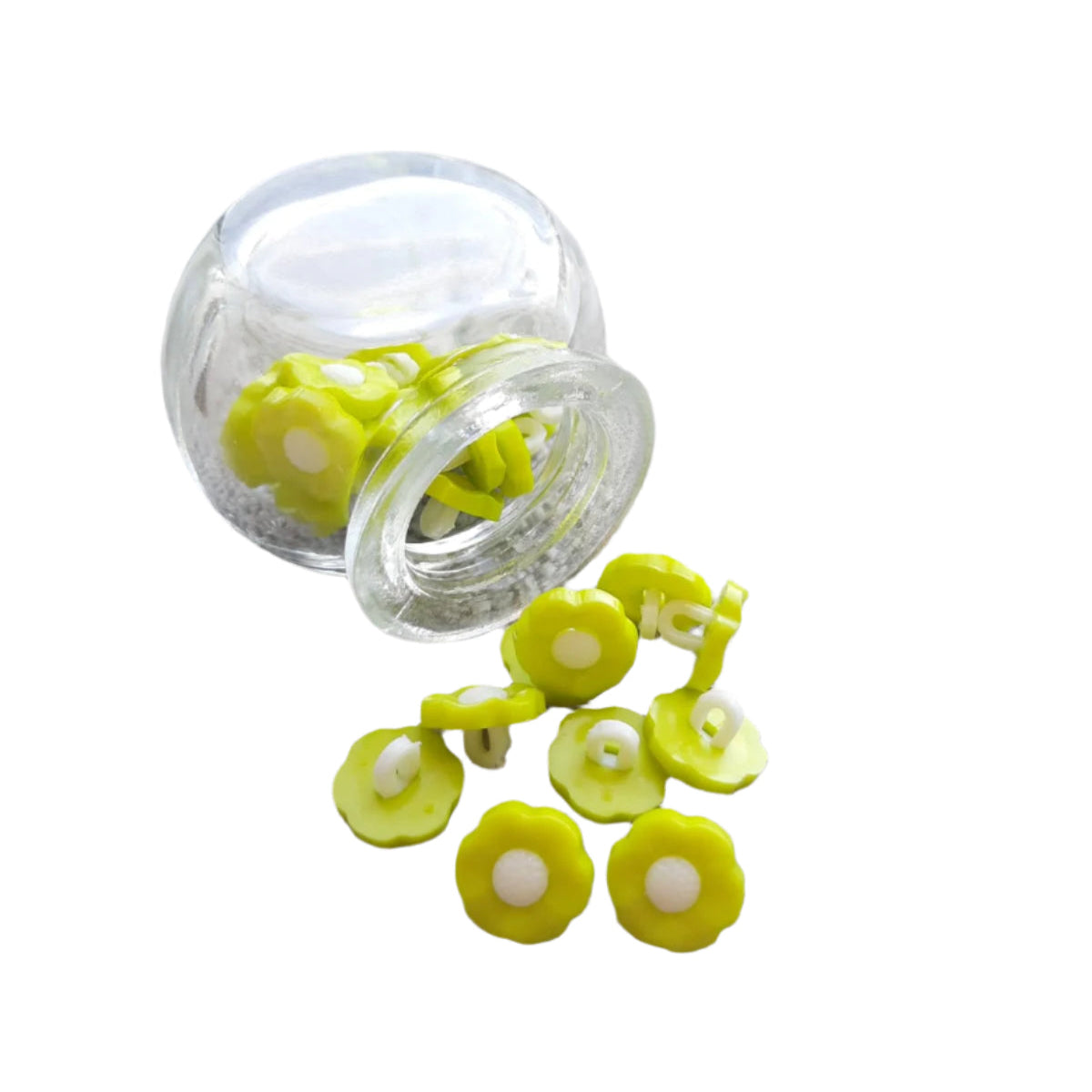 Shank Button - Flower Yellow Green