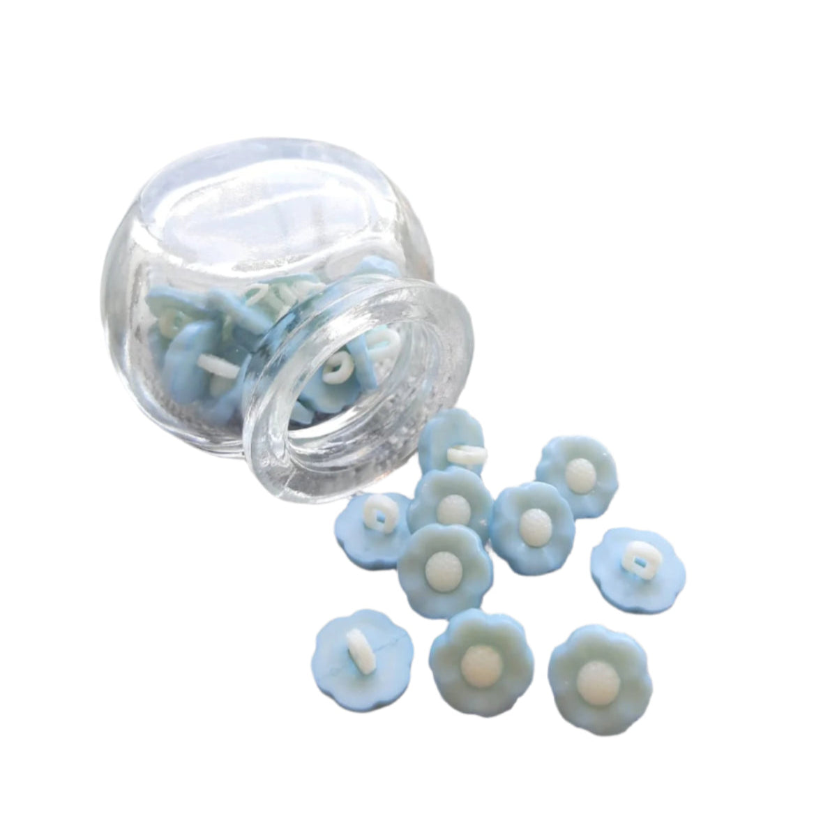 Shank Button - Flower Baby Blue