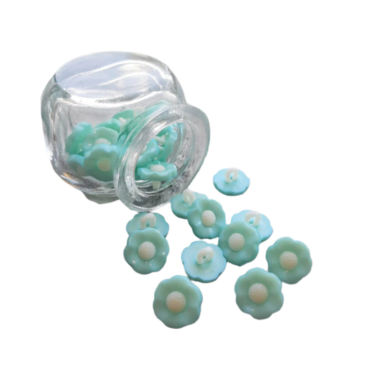 Shank Button - Flower Cyan