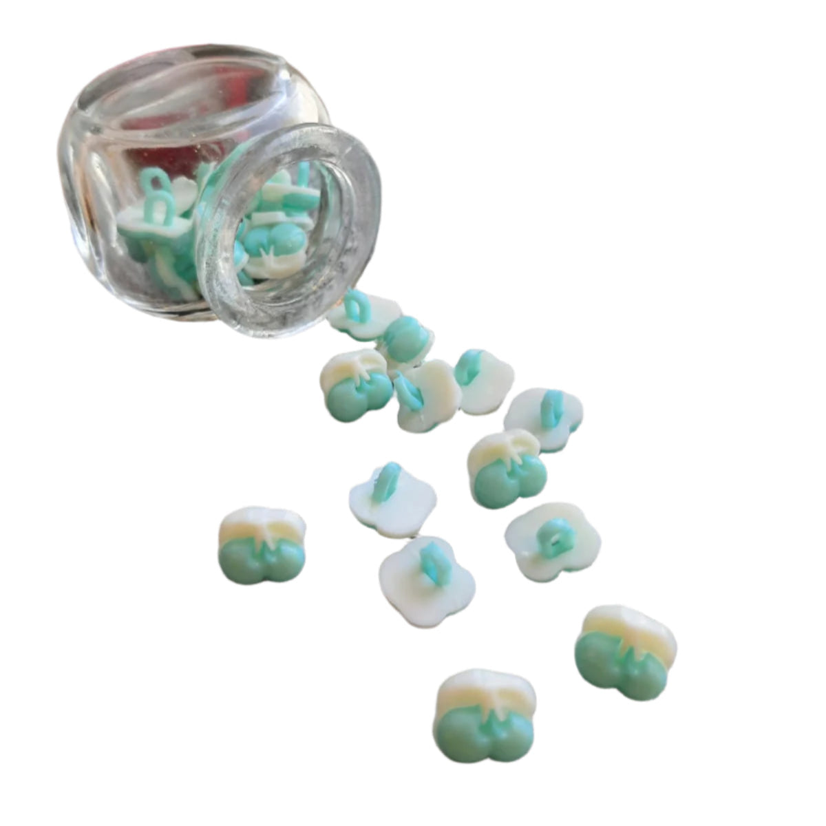 Shank Button - Cherry Cyan