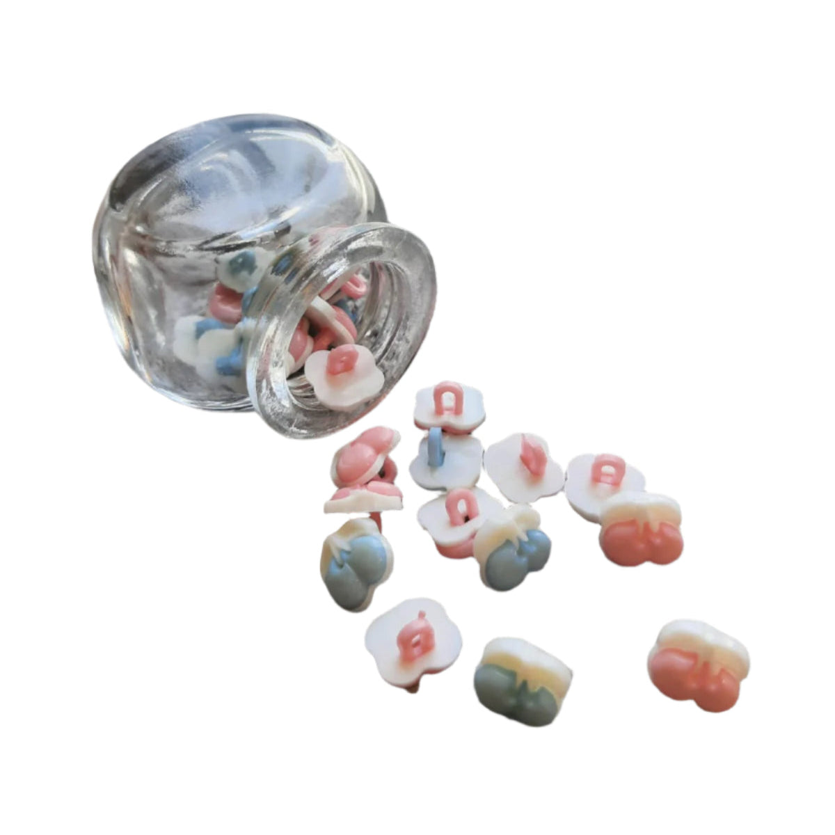 Shank Button - Cherry Pink & Blue