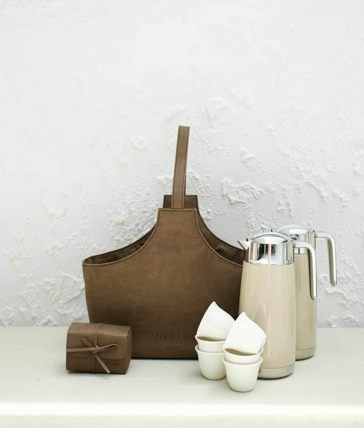 Large Leather Dallah Tote Bag - 2 Dallah set