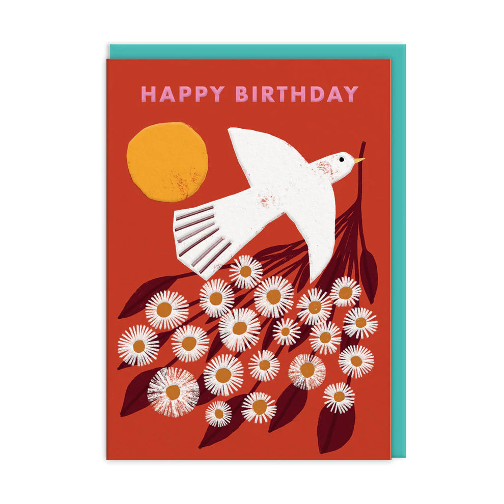 Bird and Flowers - Birthday Card