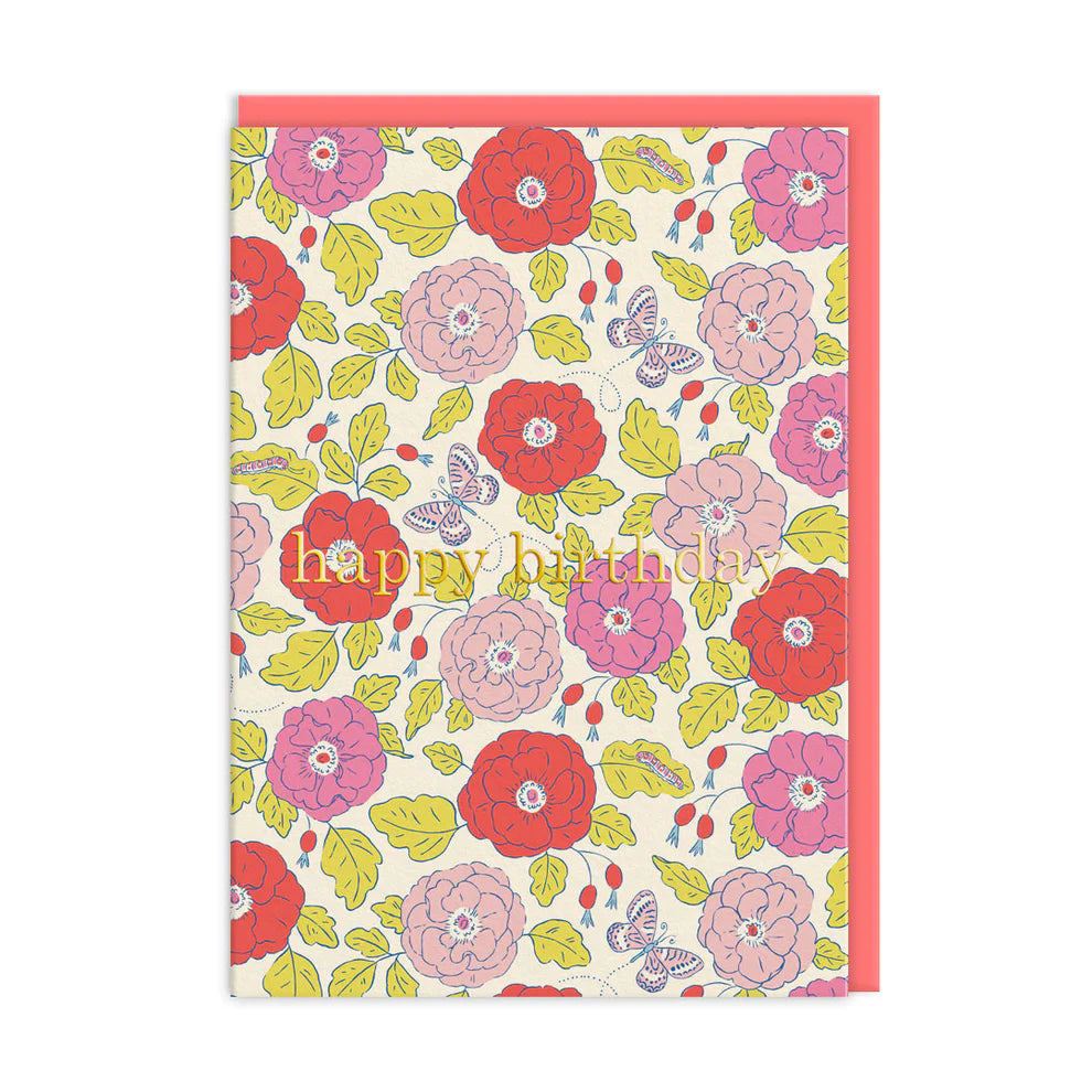 Butterfly Floral Happy - Birthday Card