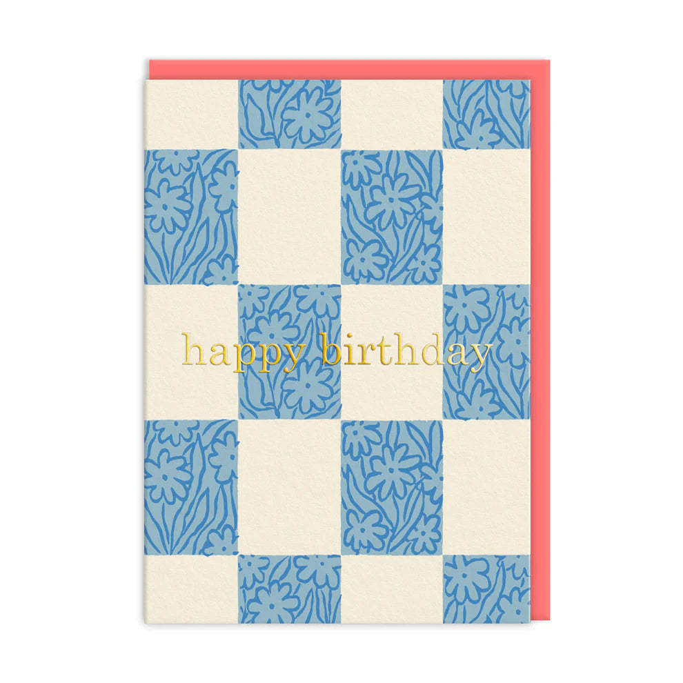 Checker floral - Happy Birthday