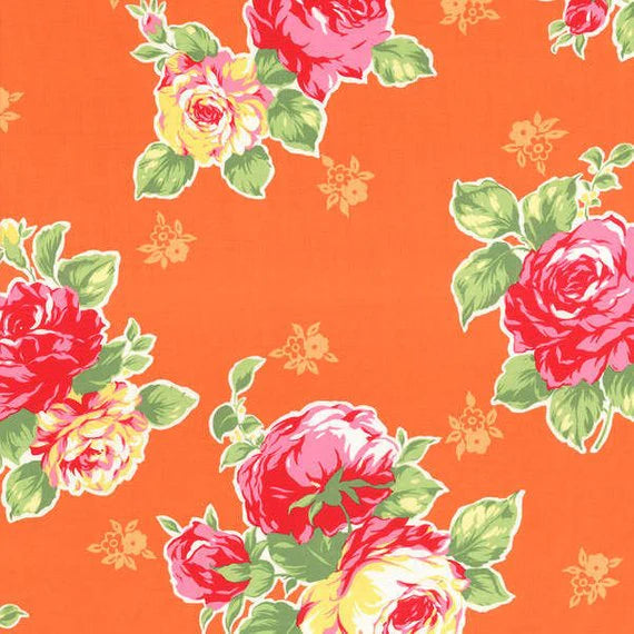 Large Roses on Orange