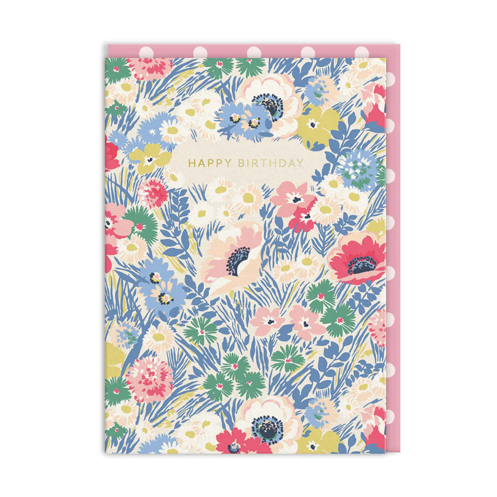 Happy Birthday Meadow Floral - Greeting Card