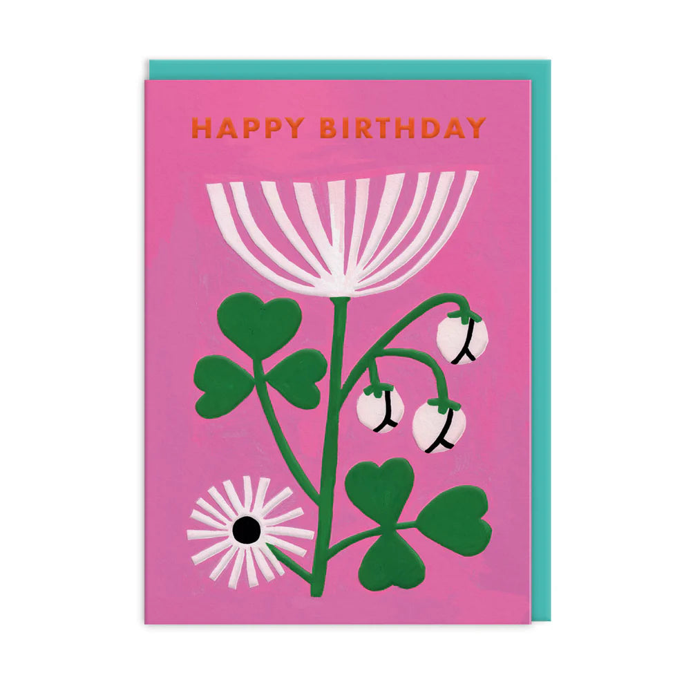 Pink Floral - Happy Birthday Card