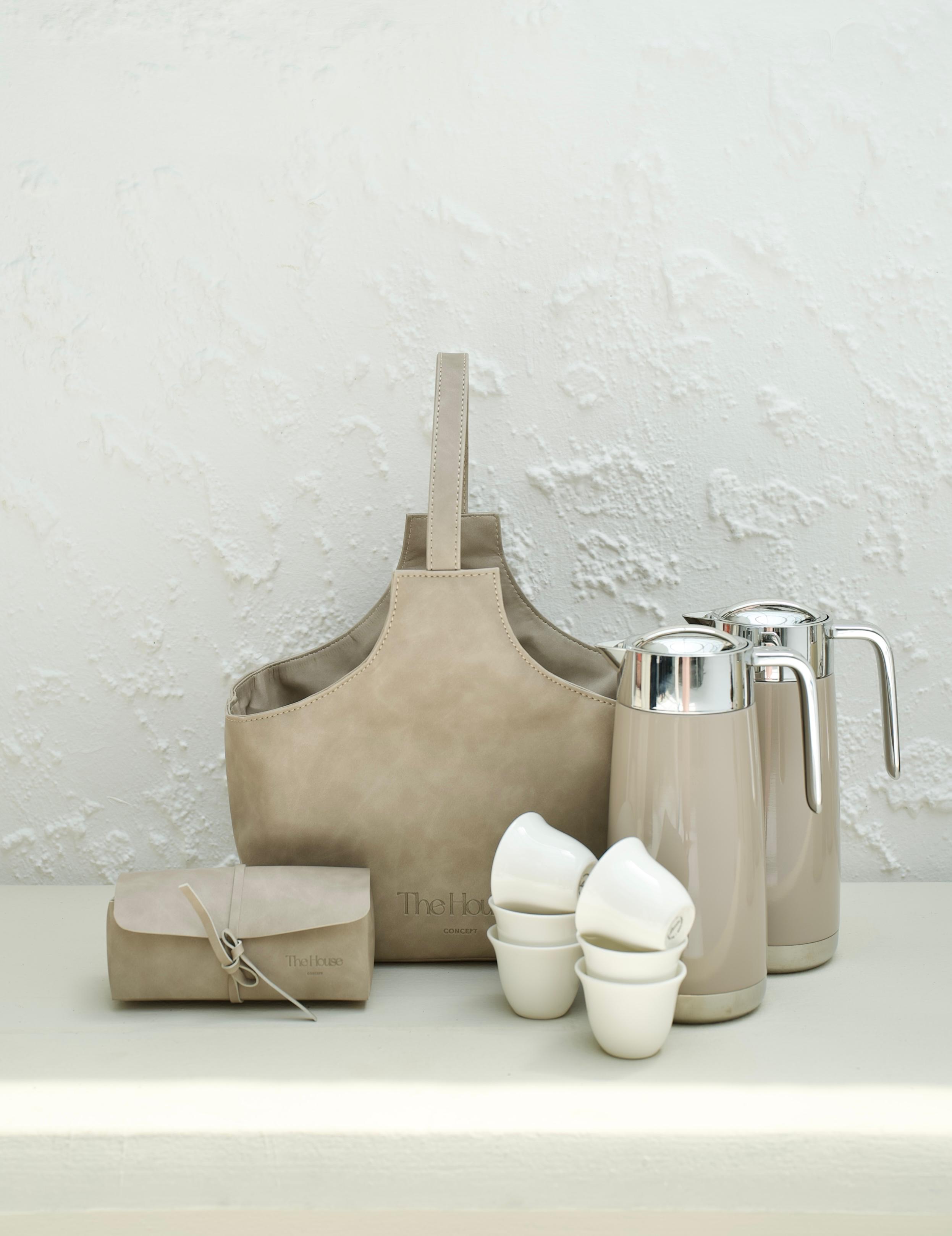 Large Leather Dallah Totebag - 2 Dallah Set