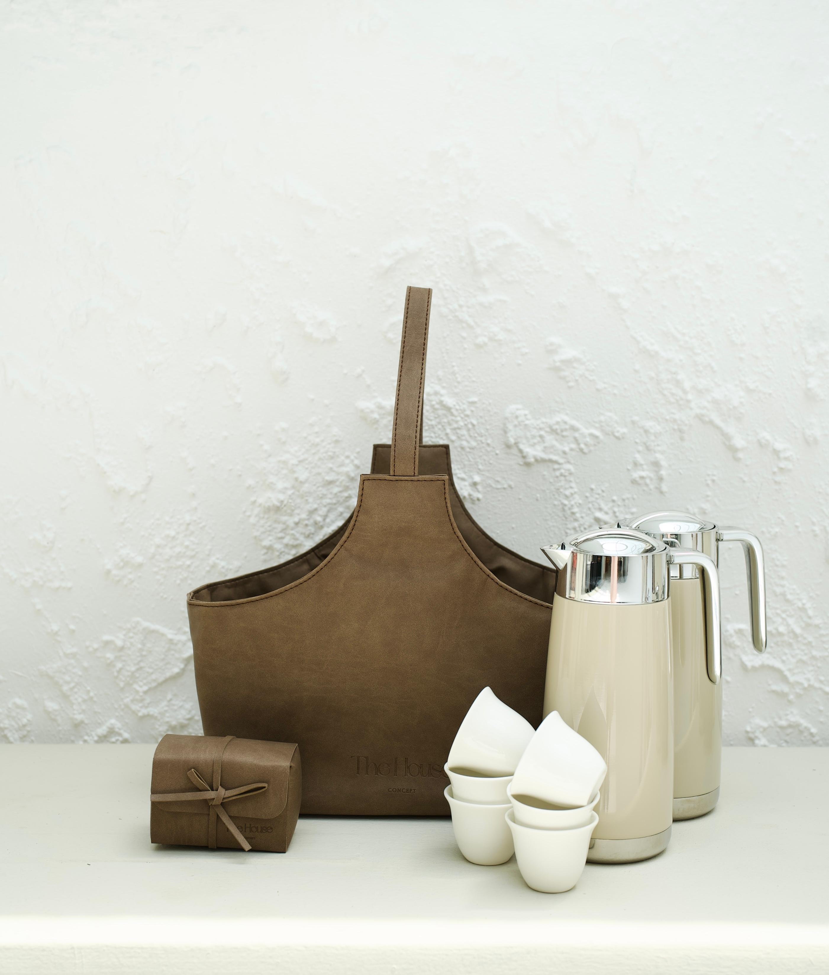Large Leather Dallah Tote Bag - 2 Dallah set