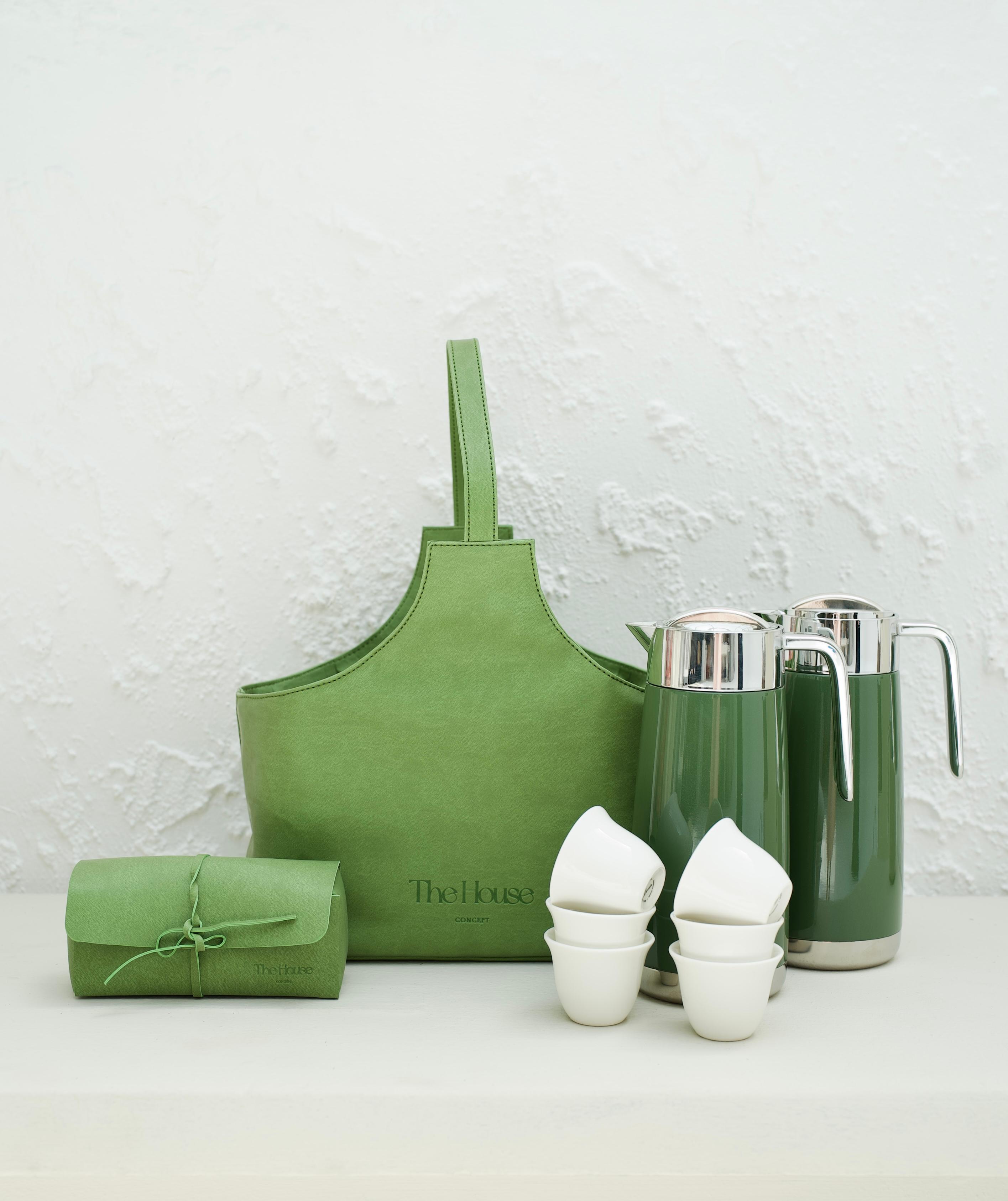 Large Leather Dallah Tote Bag - 2 Dallah Set