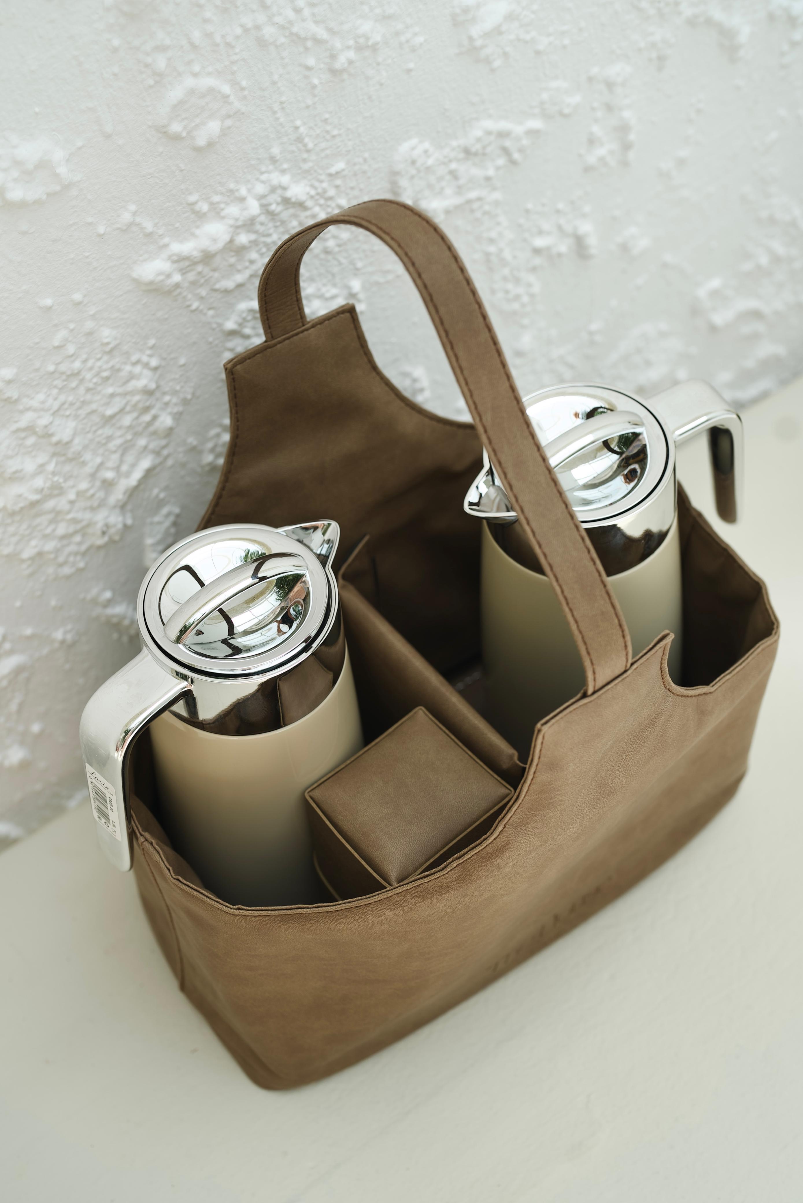 Large Leather Dallah Tote Bag - 2 Dallah set