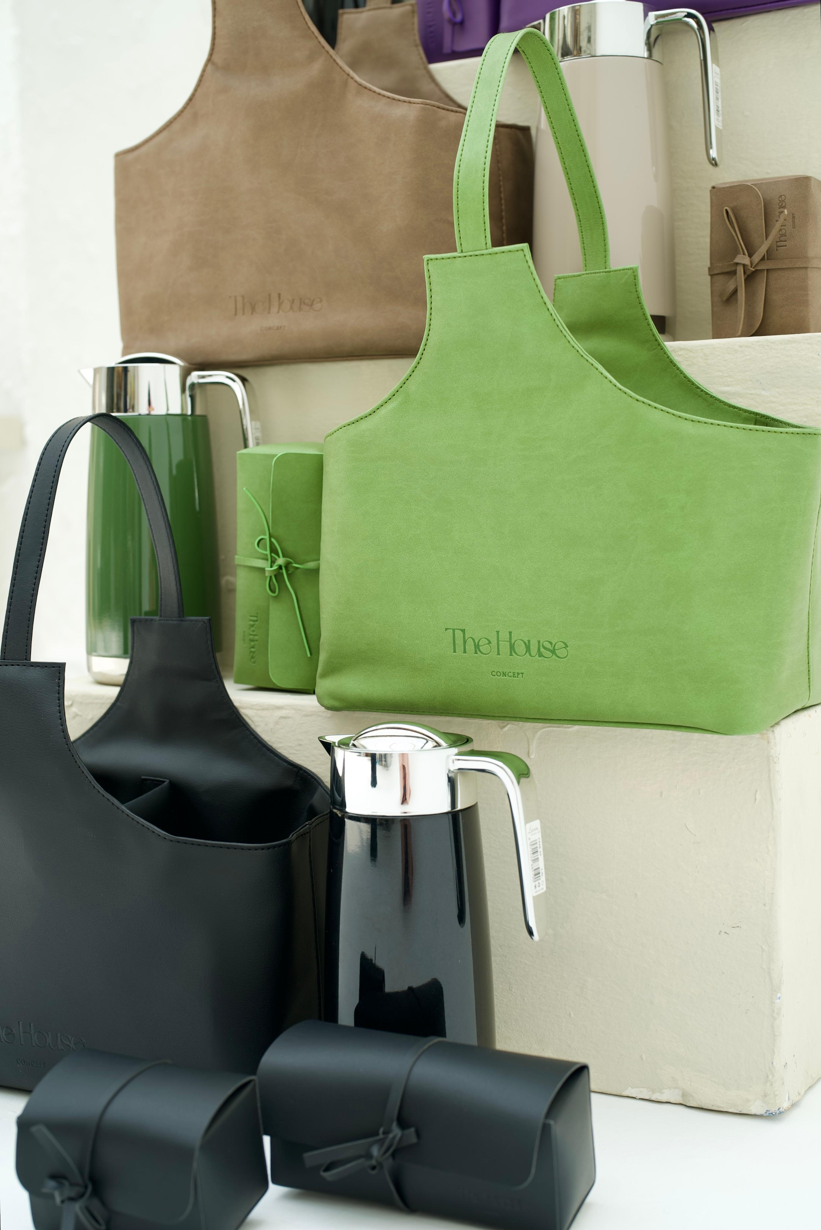 Large Leather Dallah Tote Bag - 2 Dallah Set