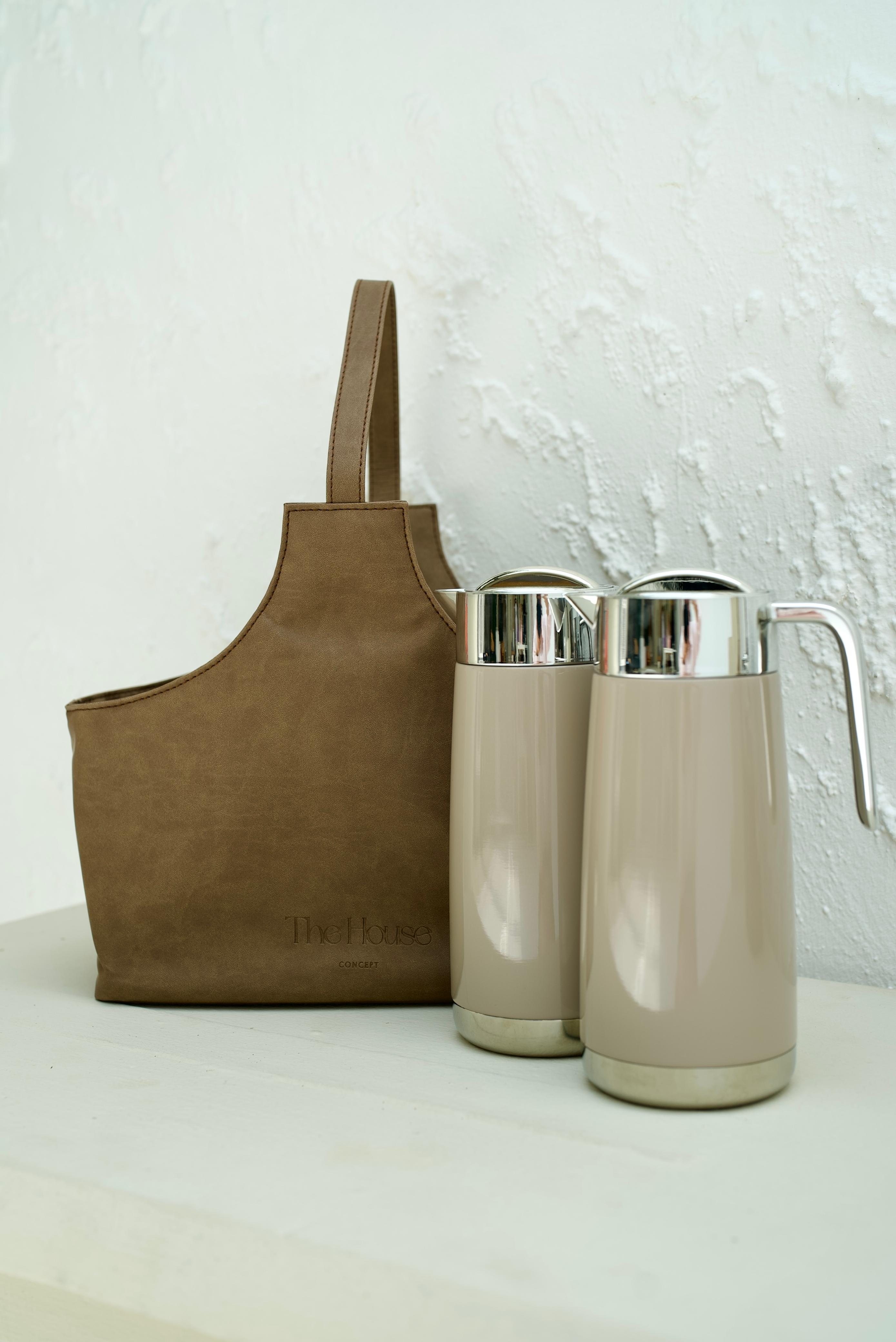 Large Leather Dallah Tote Bag - 2 Dallah set