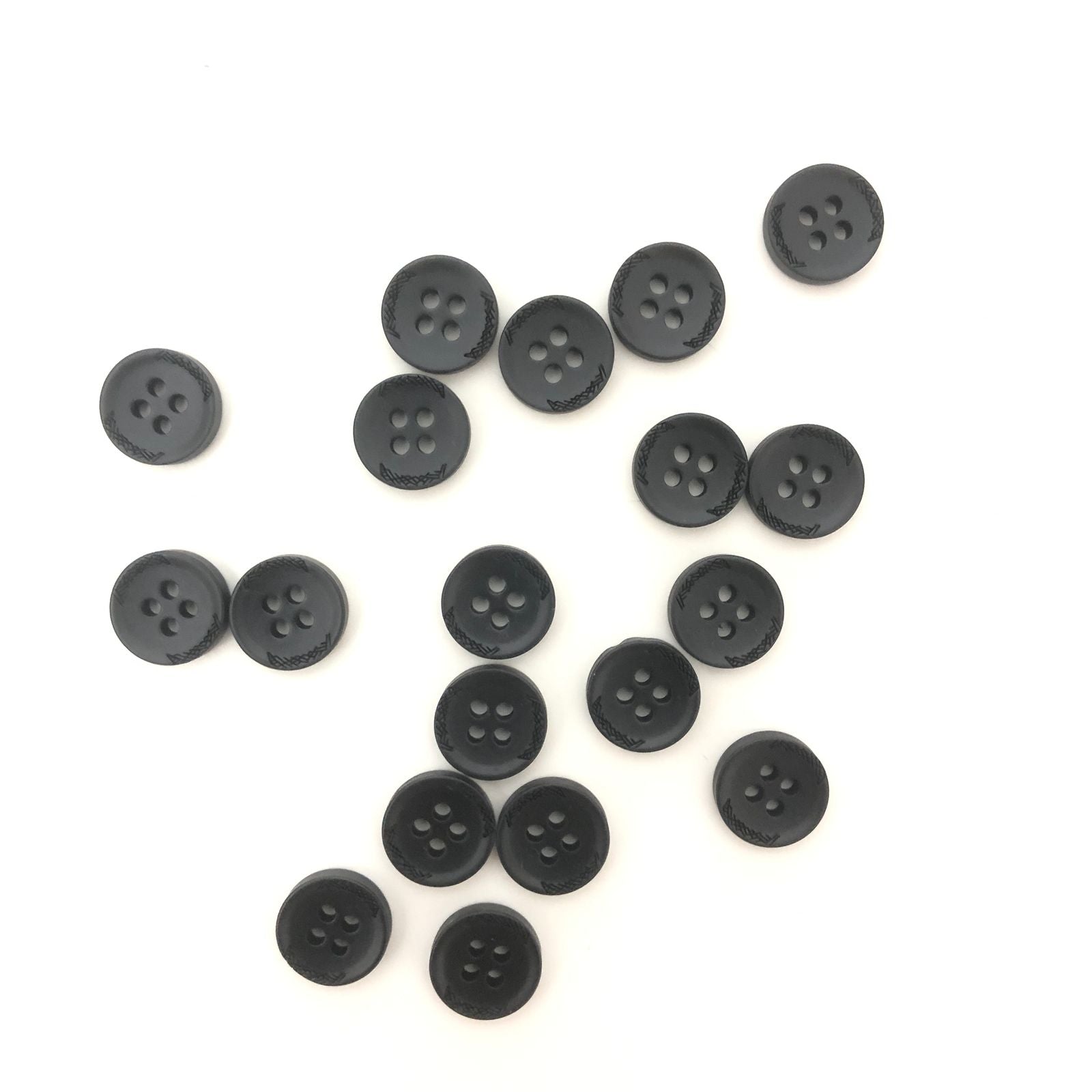 Black Round Button with Design on Edge